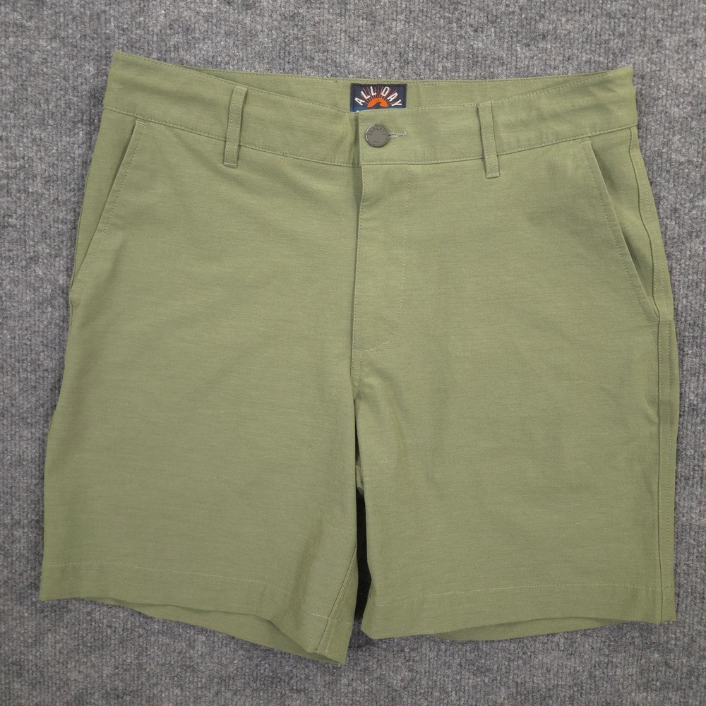 Faherty All Day Shorts Mens 31 Green Hybrid Performance Outdoor Hiking Swim